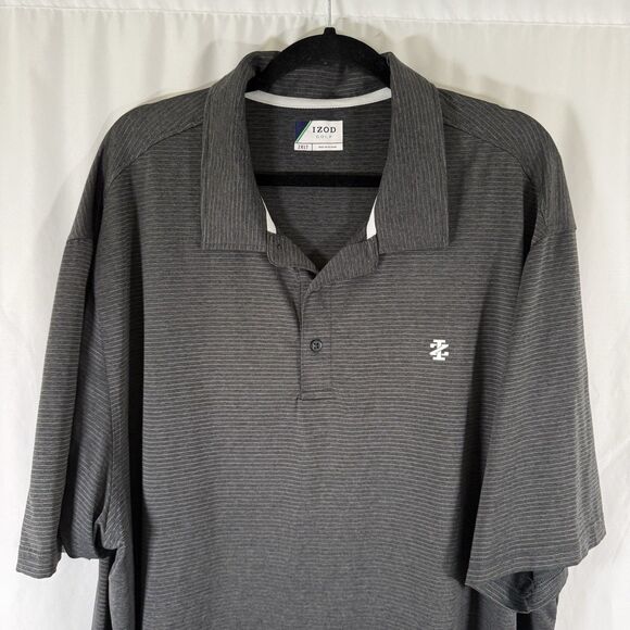 Izod Golf Polo Shirt Men's 2XLT Dark Grey Short Sleeve Breathable Lightweight - Picture 2 of 11